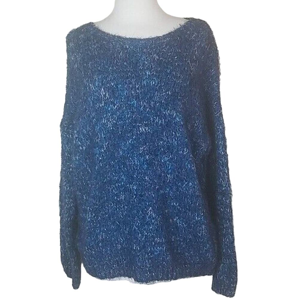 TU Sweater Women 16 Blue Fuzzy Comfy Cozy Pullover Jumper Soft Casual Winter NWT